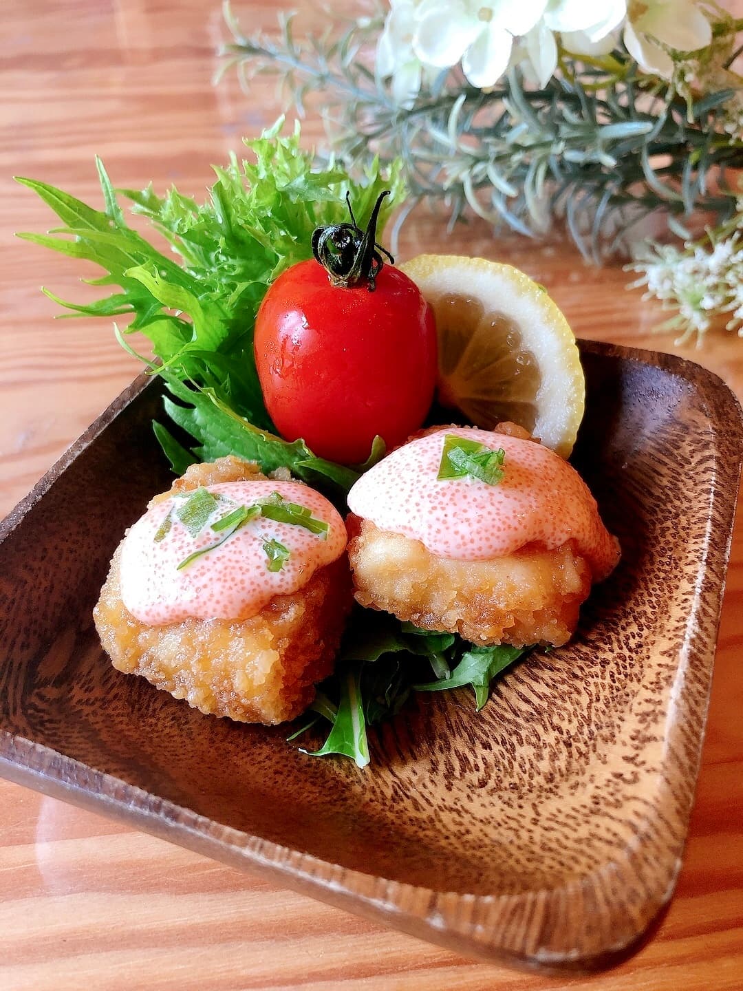 旨味から揚げのたらこクリームソースの完成写真