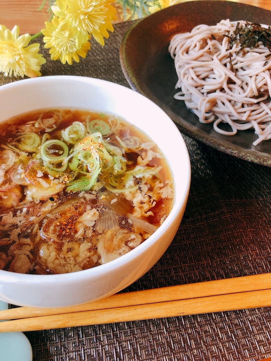 牛肉のつけ汁蕎麦の完成写真