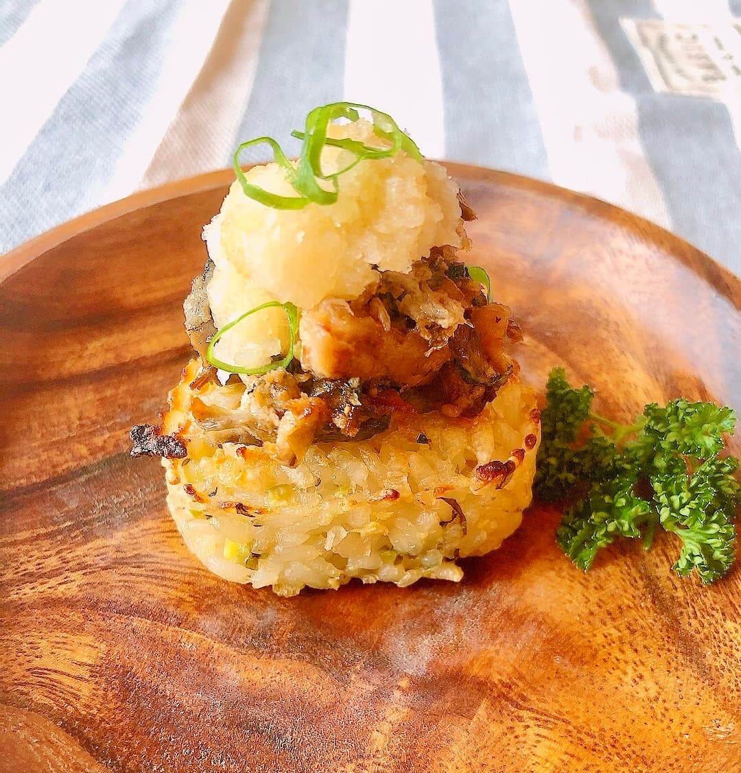 枝豆にぎりの焼き鯖おろしのせの完成写真