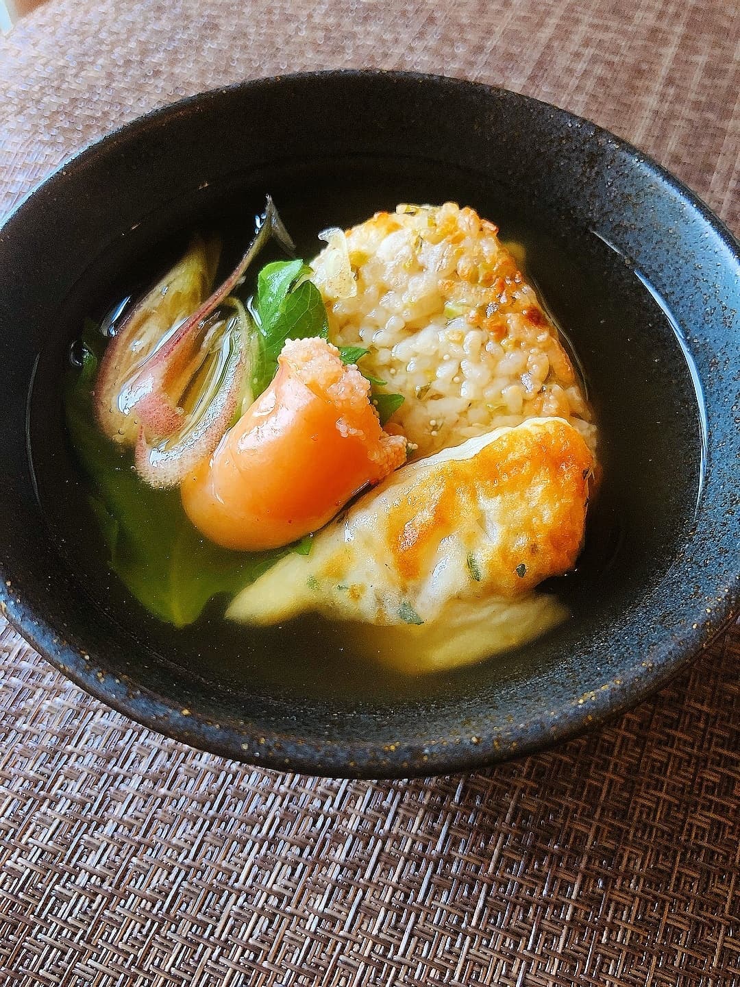枝豆焼きおにぎりの出汁茶漬けの完成写真