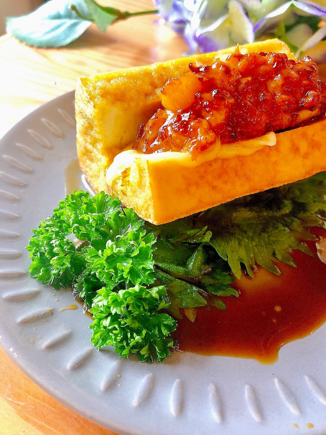 鶏つくねの厚揚げチーズサンドの完成写真