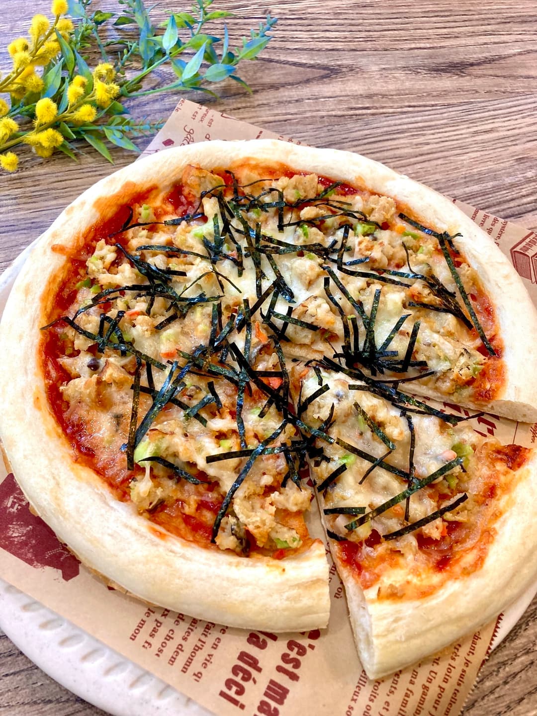 和風ハンバーグピザの完成写真
