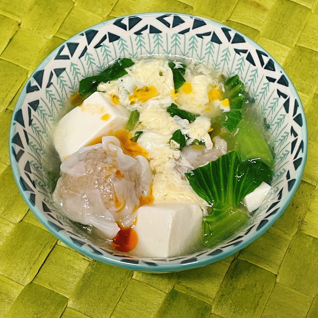 シュウマイと豆腐の中華スープの完成写真