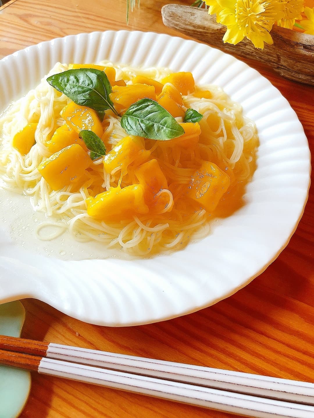 マンゴー冷やし素麺の完成写真