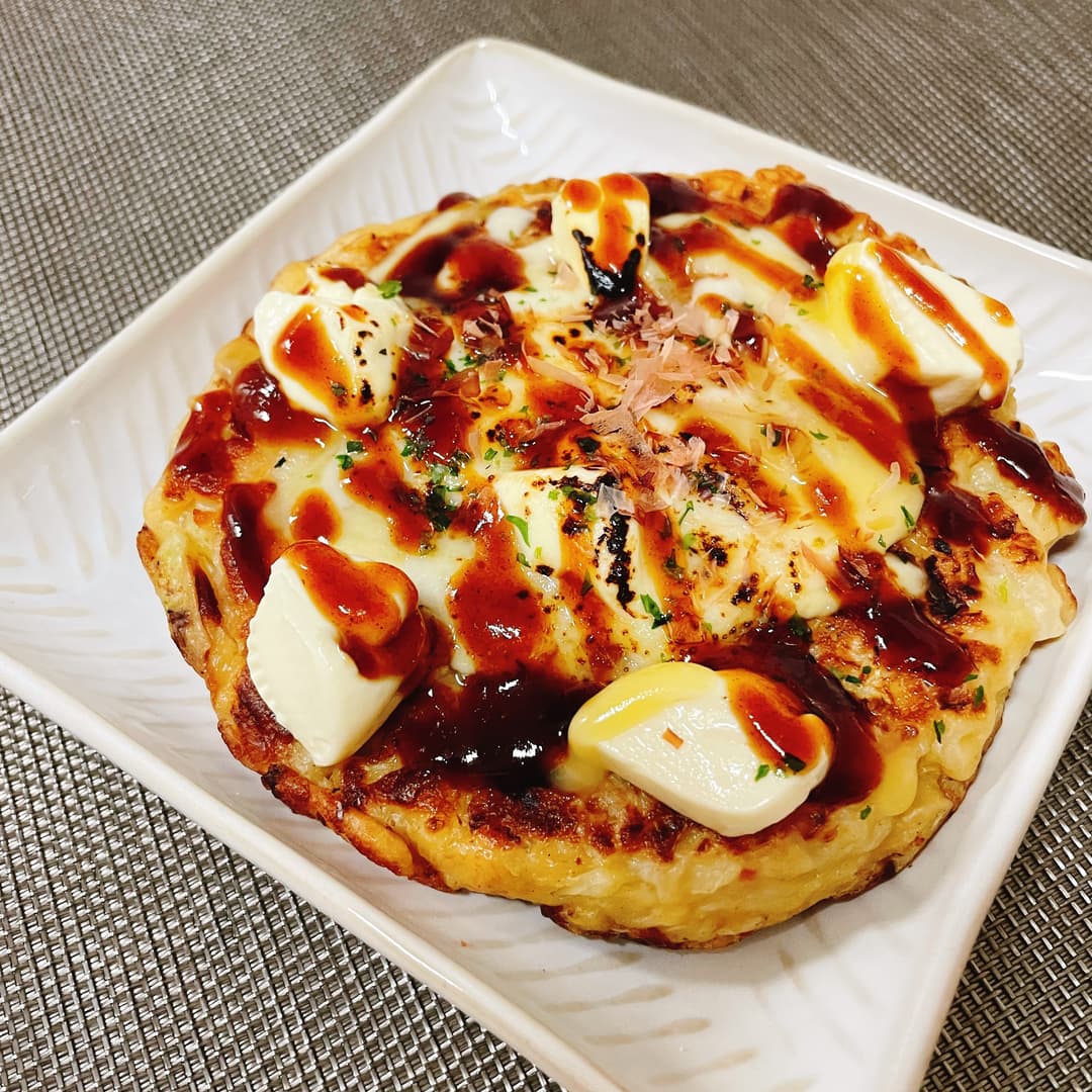 日清関西風お好み焼ぶた玉炙りチーズの完成写真