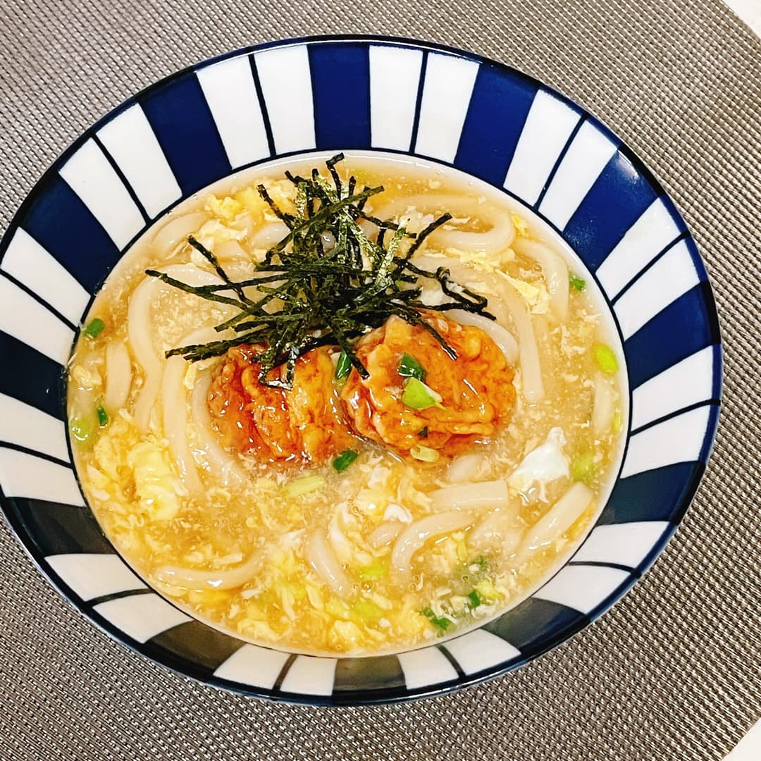 かぼす香る鶏むね天のかきたまうどんの完成写真