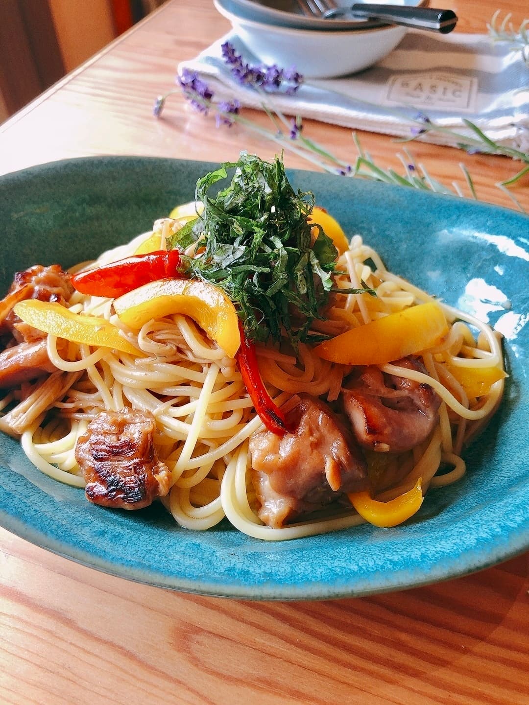 やきとりの和風バタースパゲティの完成写真