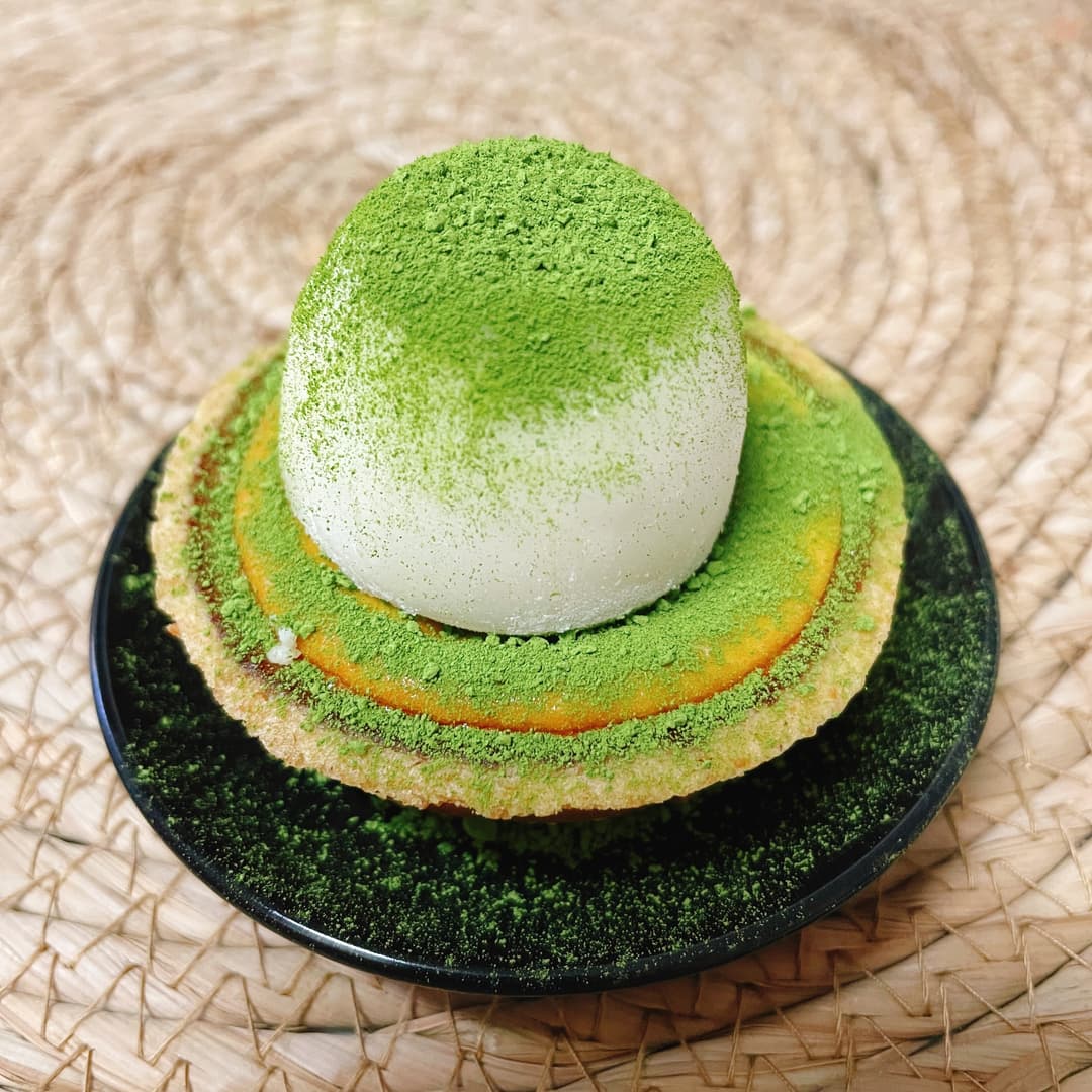 抹茶雪見のチーズタルトの完成写真