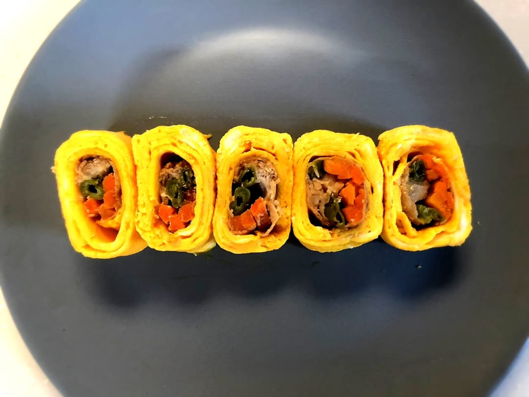 肉巻き野菜のたまご焼きの完成写真