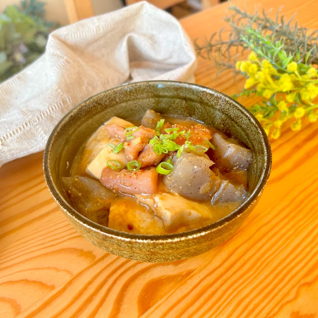 やきとりと豆腐の味噌煮込みの完成写真