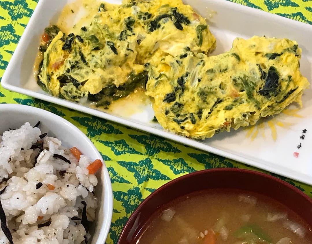 3種の和惣菜で!ほうれん草の和風オムレツの完成写真