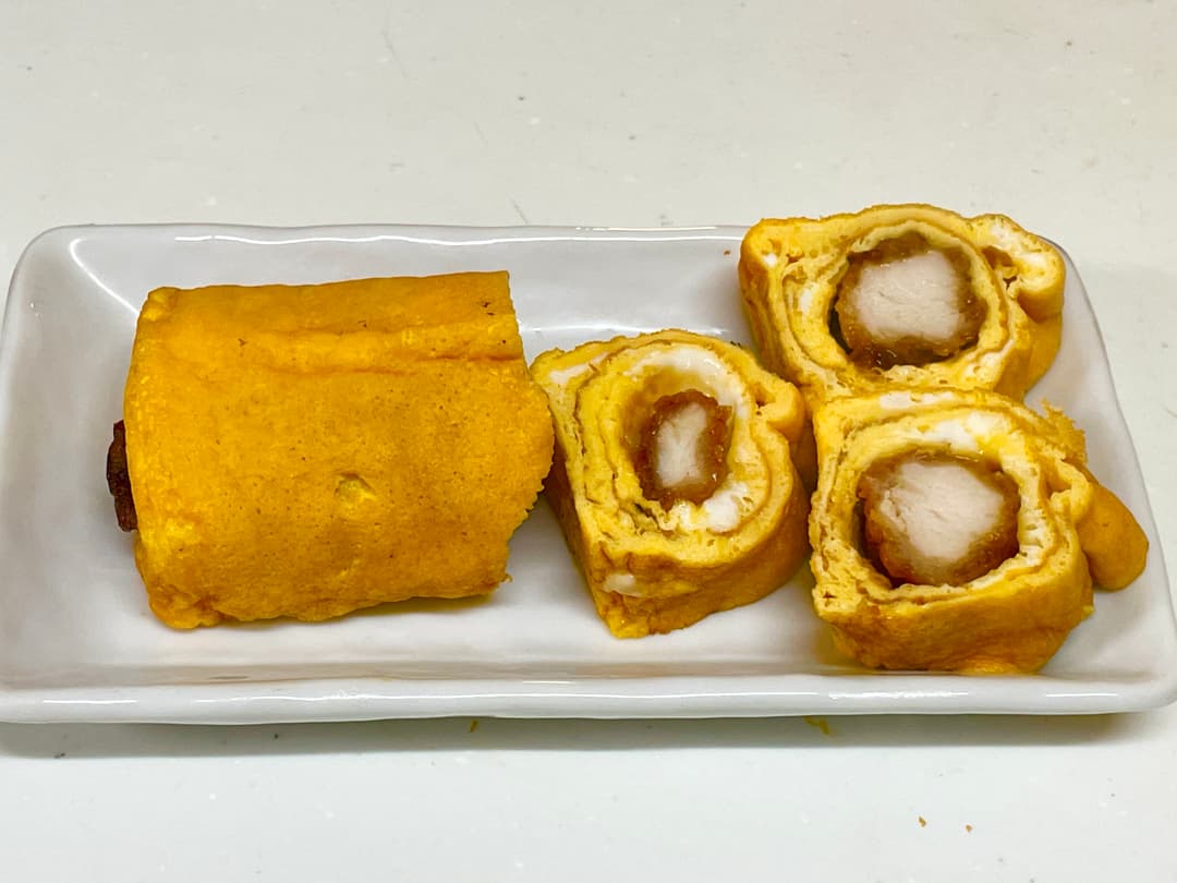 てりやきチキンカツ白だし玉子の完成写真