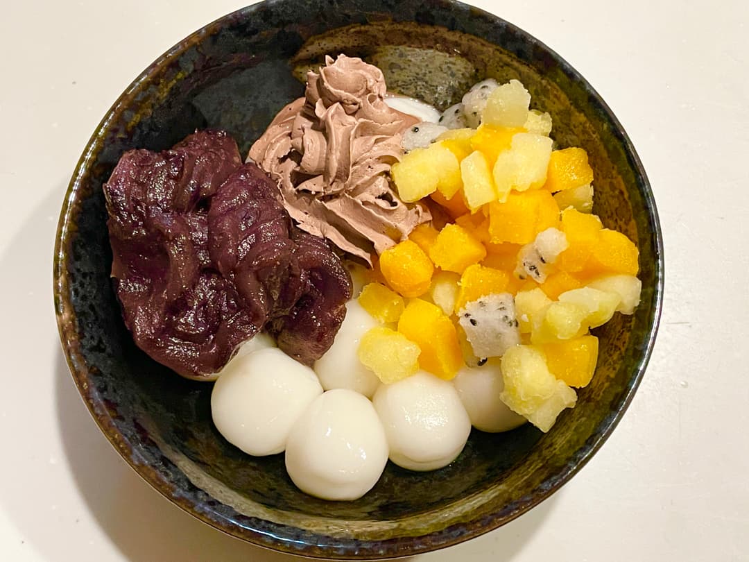 フルーツミックス白玉あずきの完成写真