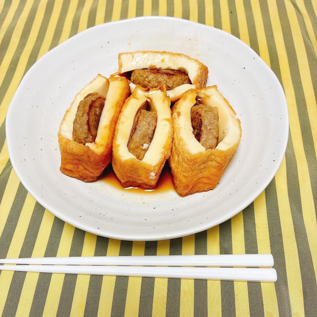 厚揚げのハンバーグはさみ煮の完成写真