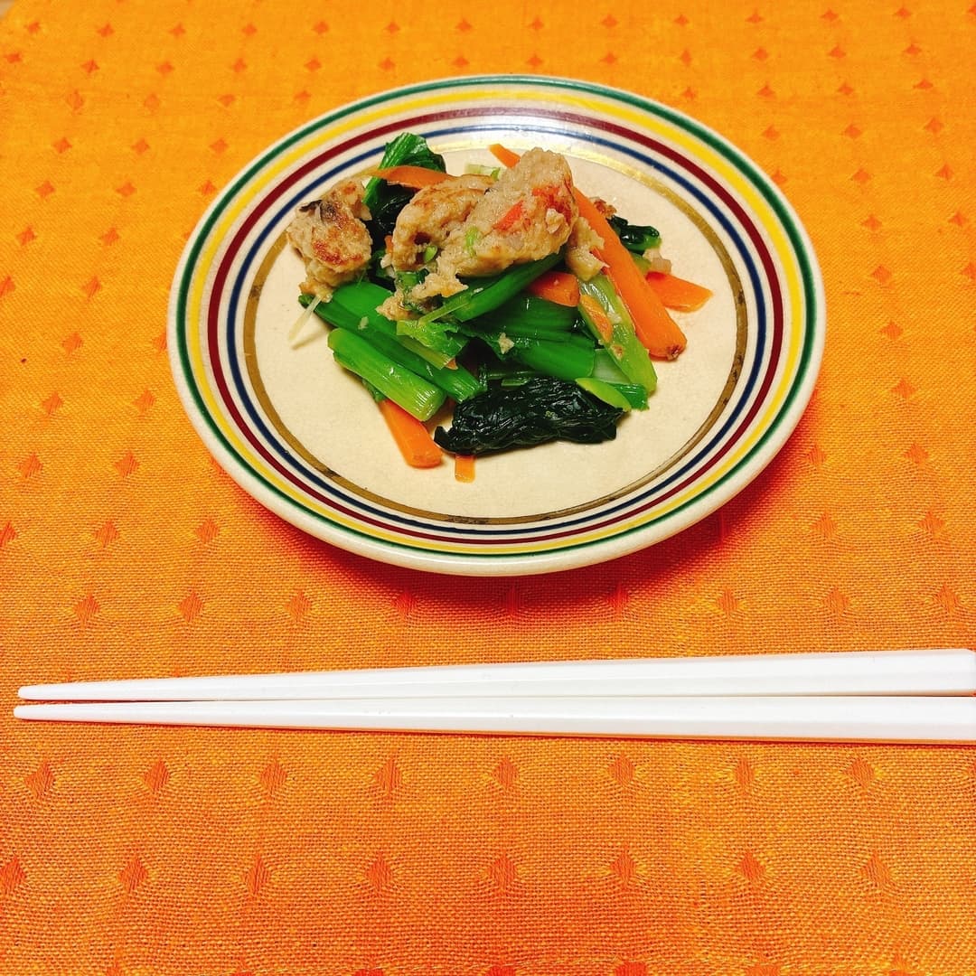 和風ハンバーグ入りおひたしの完成写真