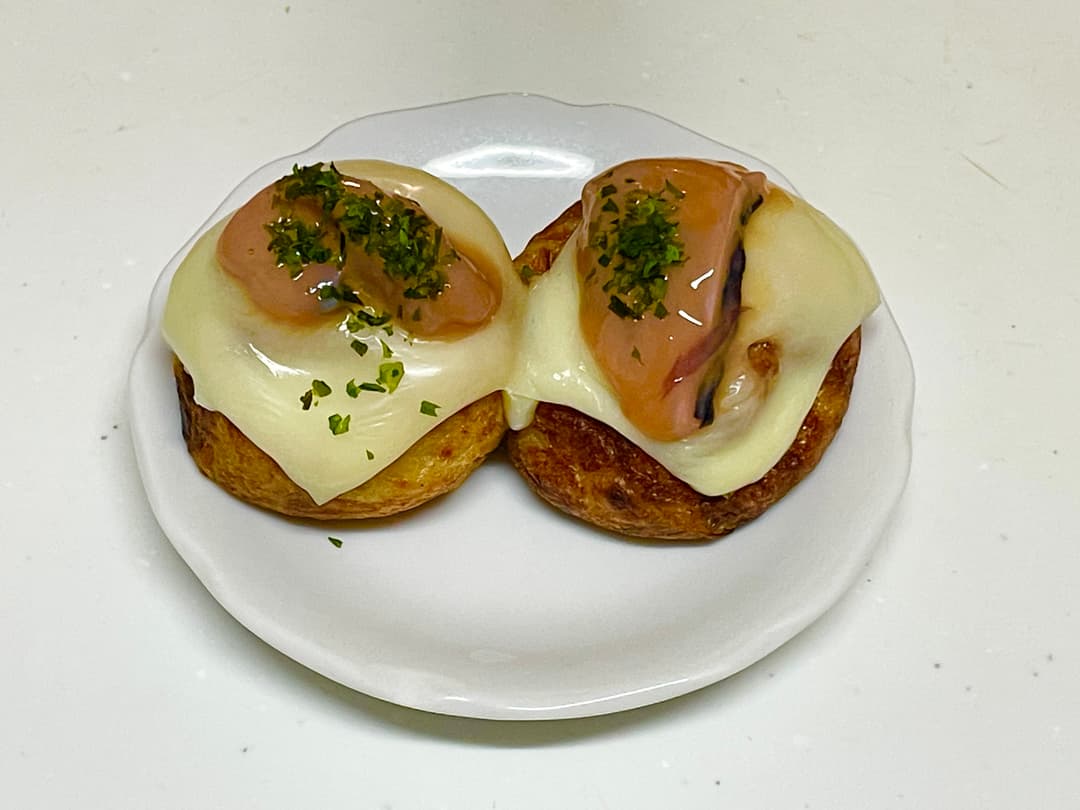 イカの塩辛チーズたこ焼きの完成写真
