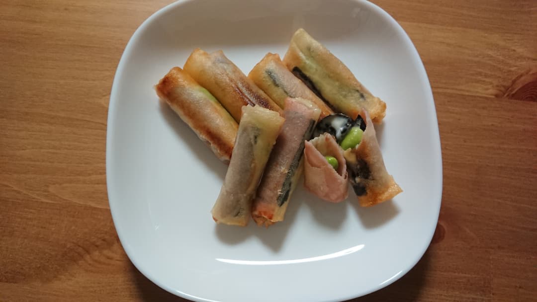 枝豆ハムチーズ春巻きの完成写真