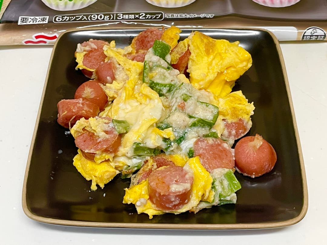 オクラとウィンナーのたまご炒めの完成写真