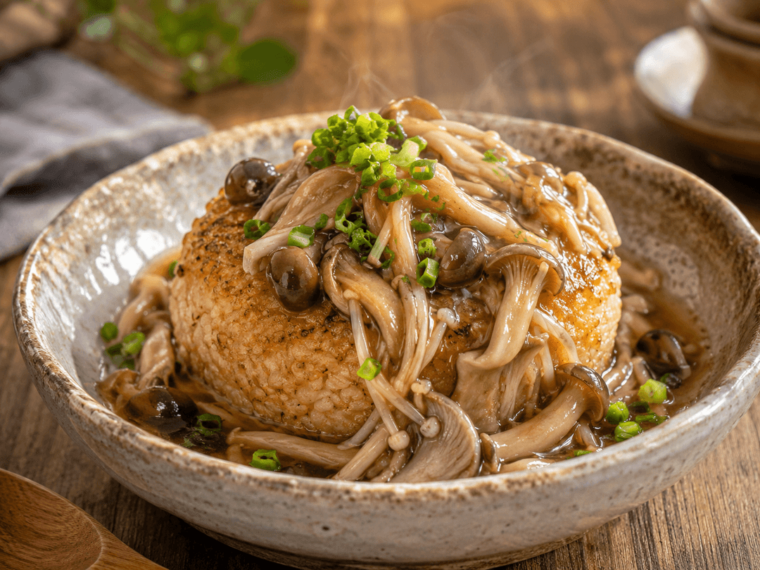 焼きおにぎりの和風きのこあんかけの完成写真