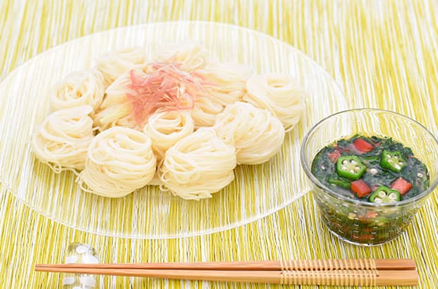オクラのネバネバパワーそうめんの完成写真