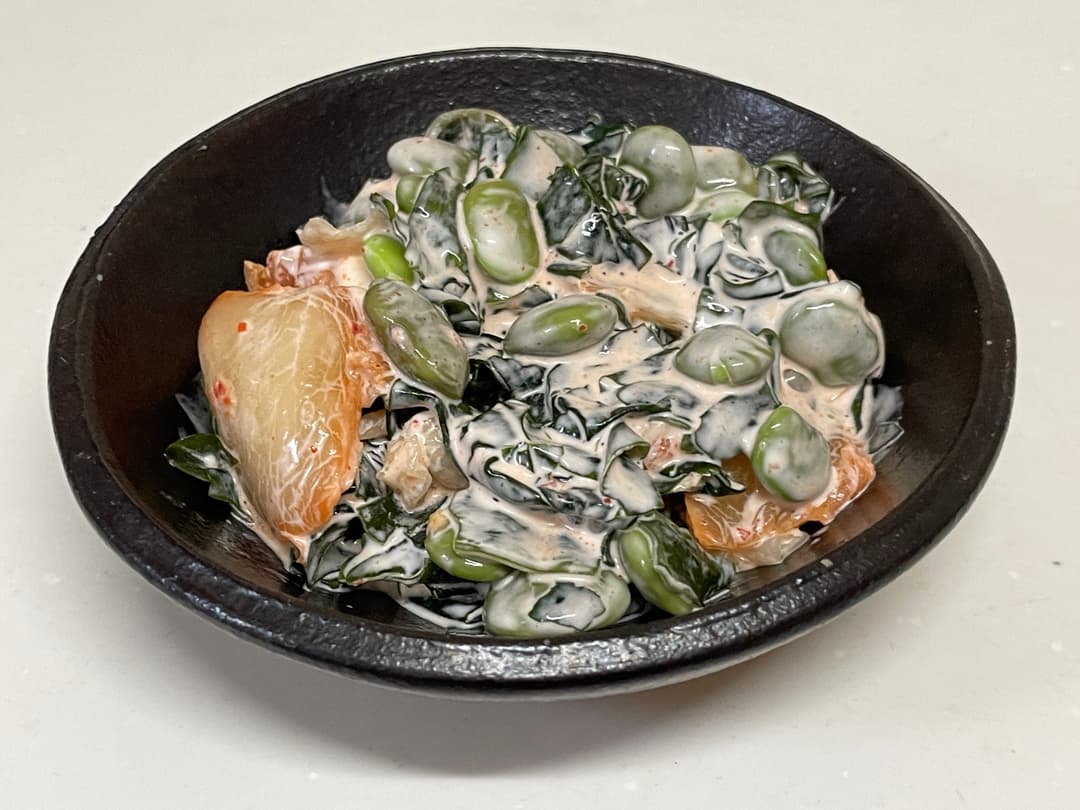 茶豆とキムチわかめの腸活サラダの完成写真