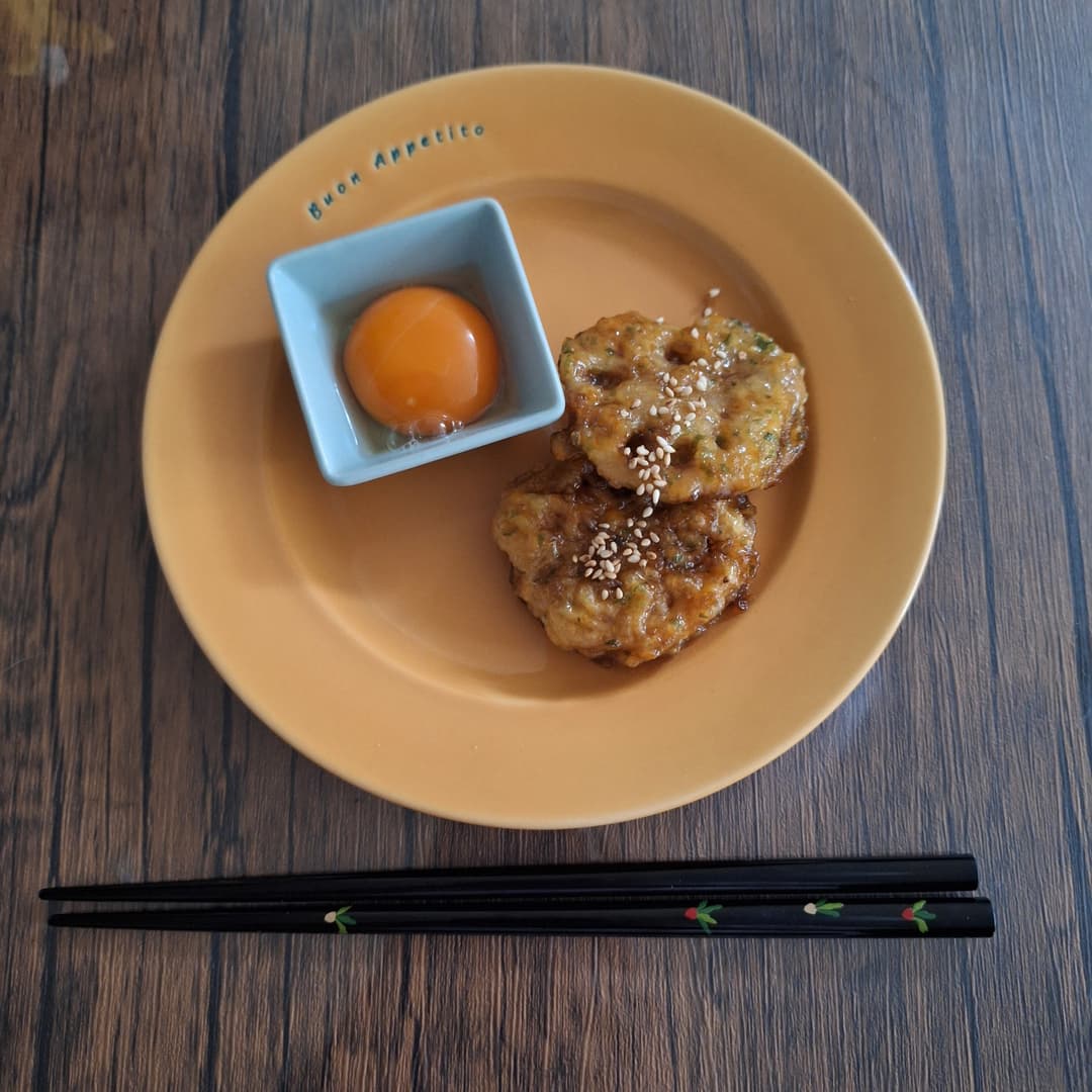 れんこんとひき肉のおつまみつくね風の完成写真