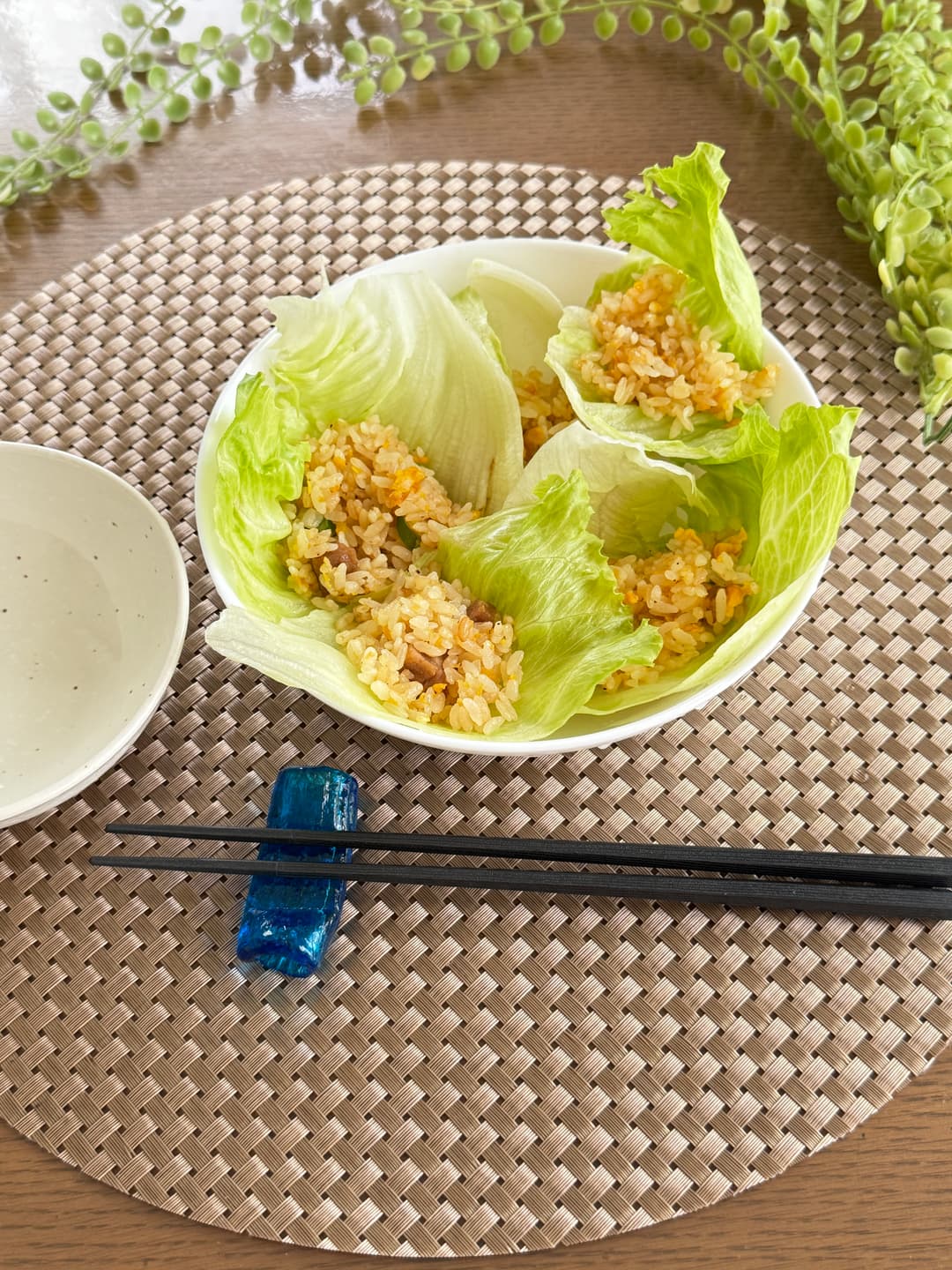 パリッと食べる！レタス包み炒飯の完成写真