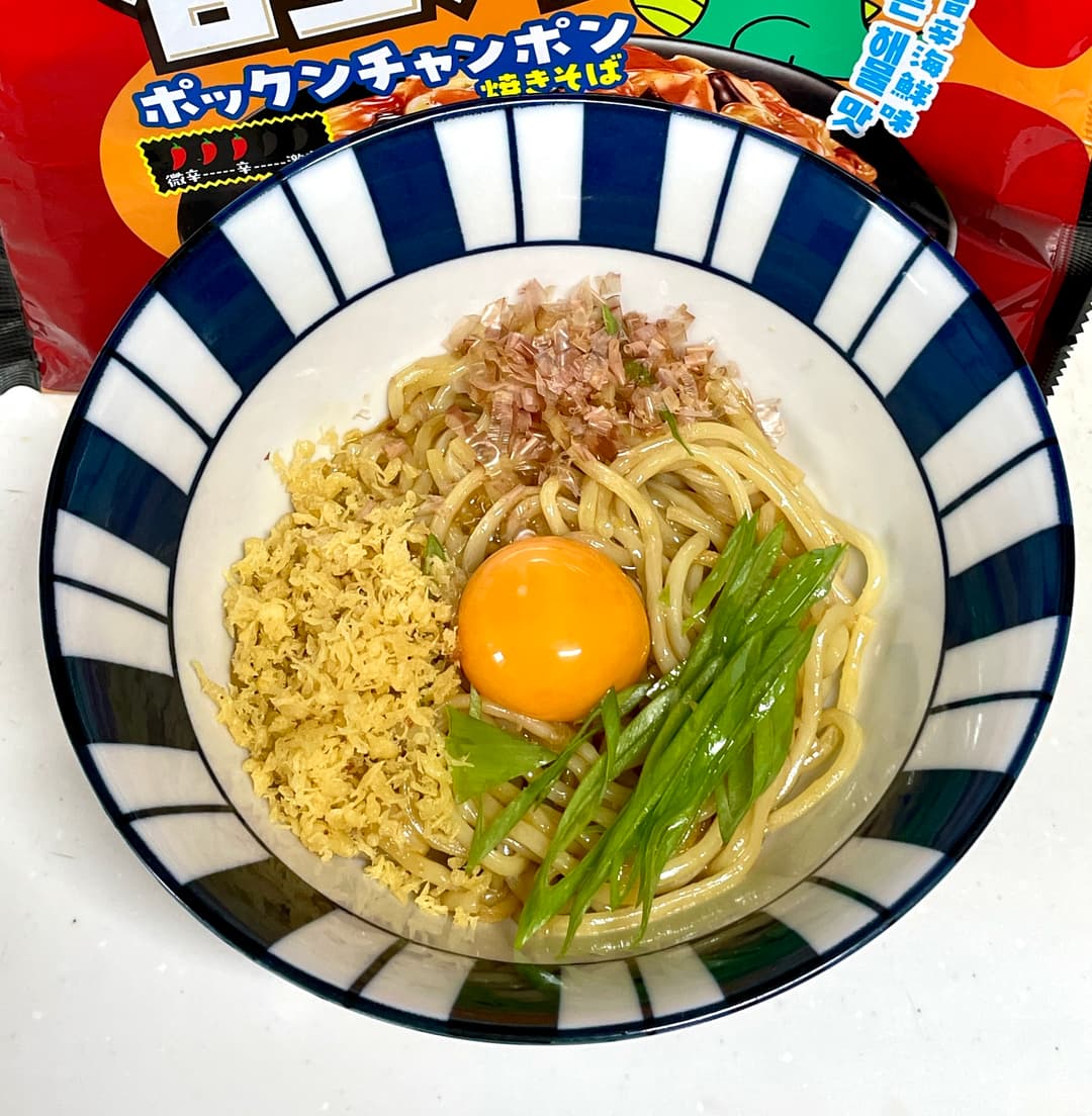 釜玉そばの完成写真