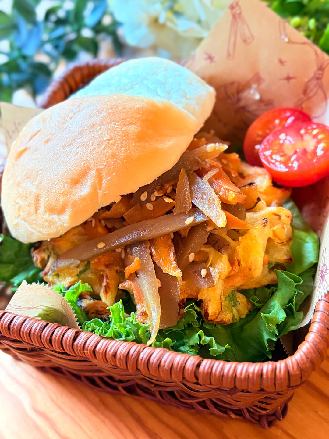 和風かき揚げバーガーの完成写真
