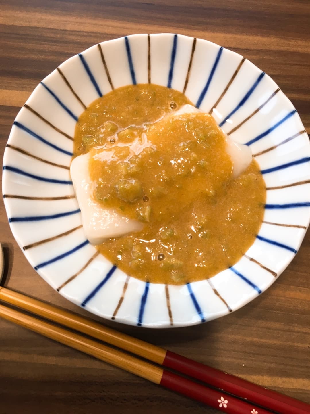 甘トロ〜♡そら豆きな粉もちの完成写真