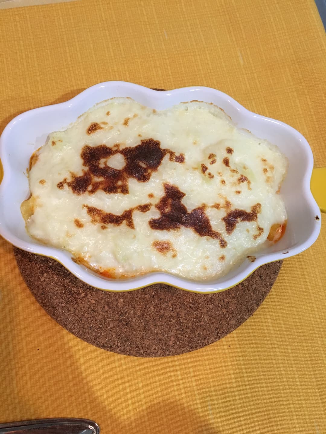 濃厚トマトソースパスタのマッシュチーズ焼きの完成写真