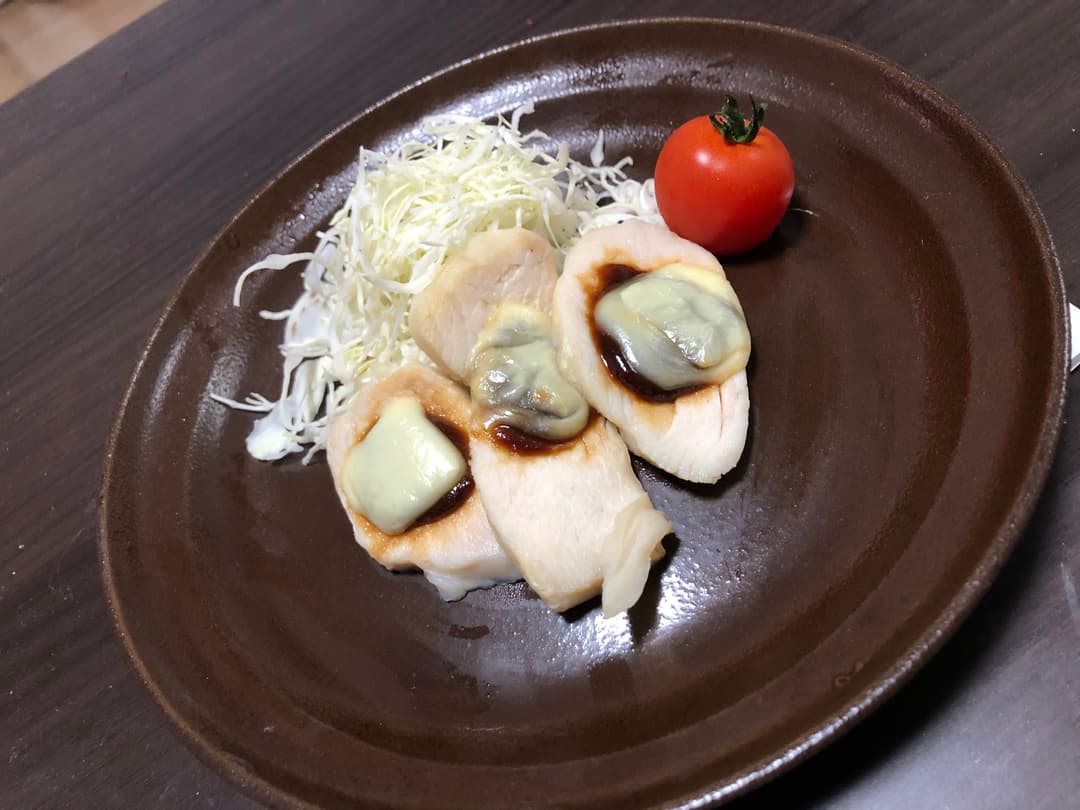 サラダチキンの田楽味噌チーズの完成写真