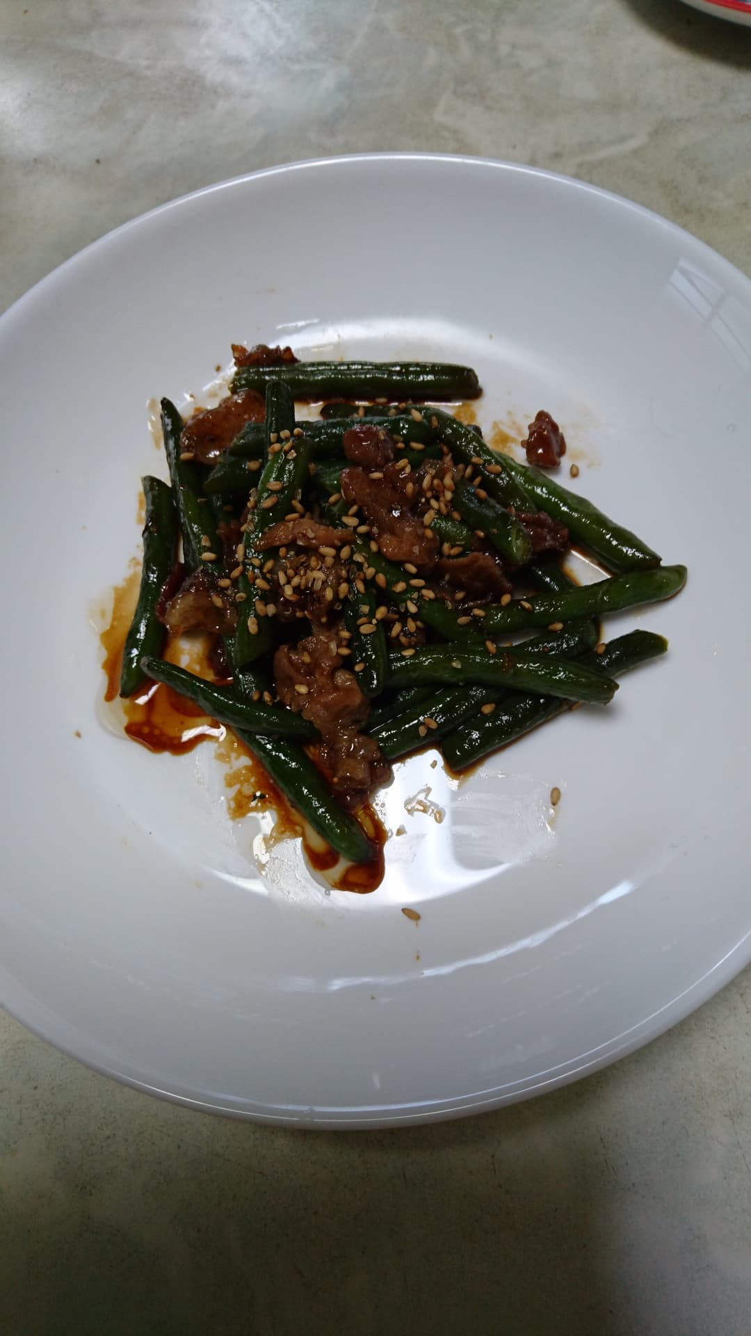 いんげんと豚肉の甘辛炒めの完成写真