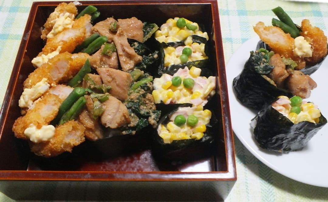 冷食軍艦巻き　3点セット（コーン　焼き鳥　エビフライ）の完成写真