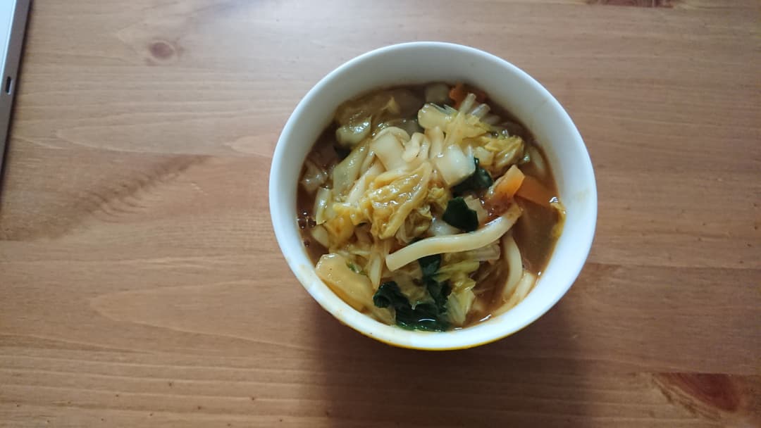 白菜入りカレーうどんの完成写真