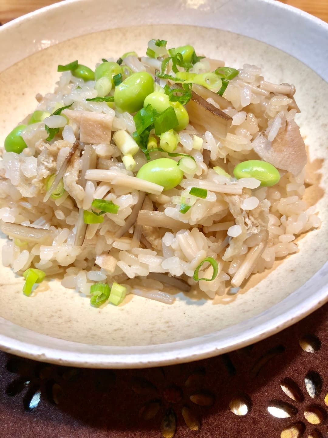 えのきと鶏の炊き込みご飯の完成写真