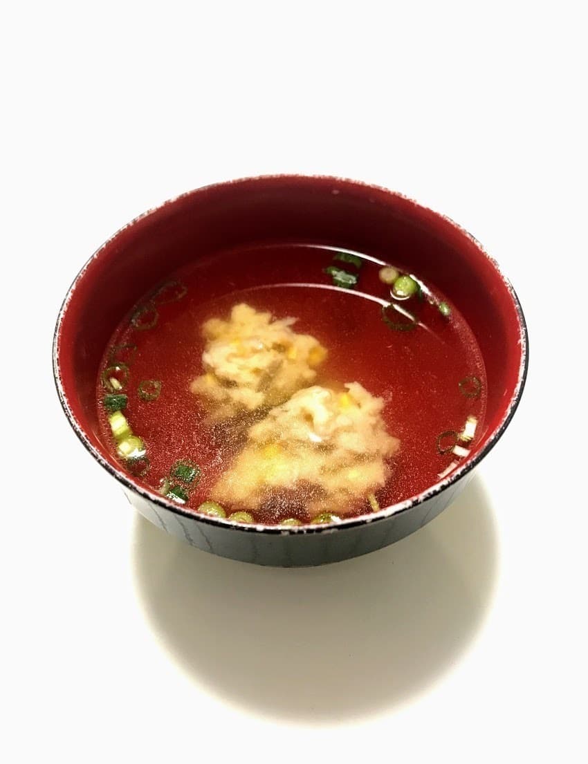 プチプチコーンの鶏のすりみ汁の完成写真