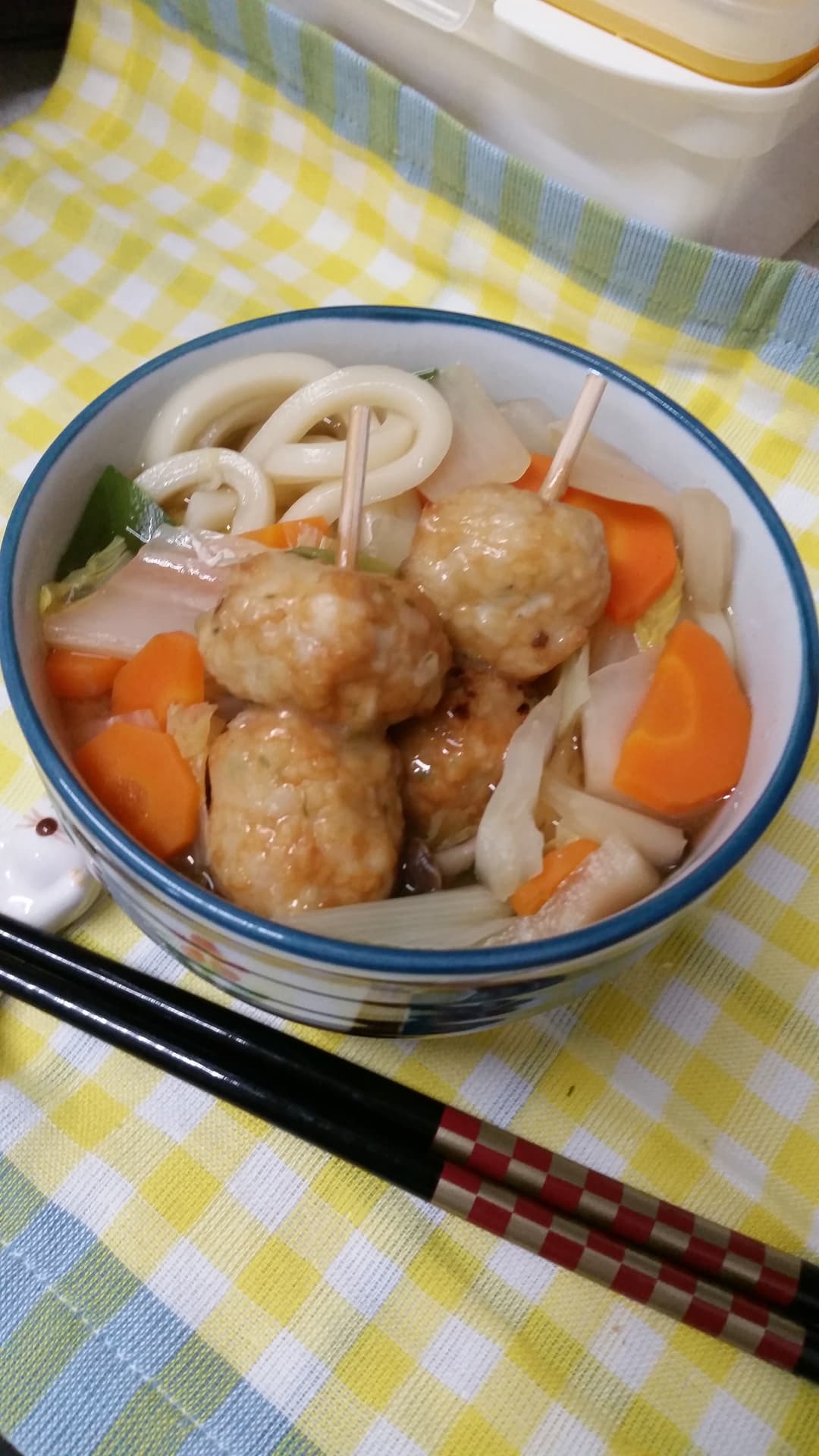 焼きつくねの鍋焼うどんの完成写真