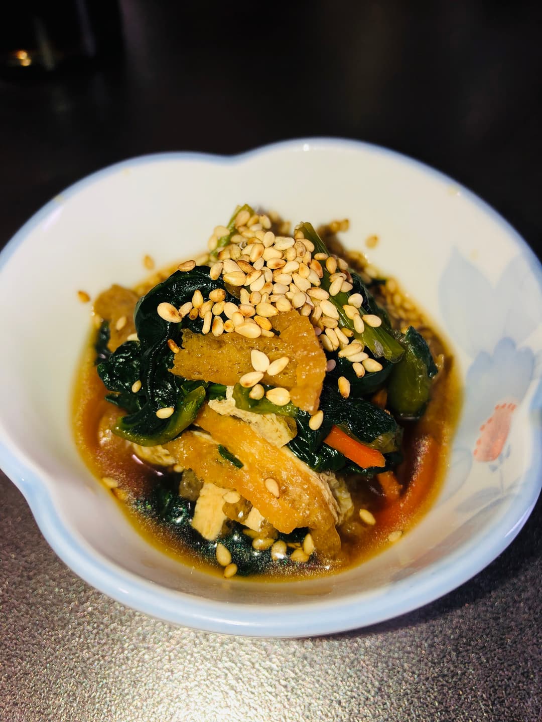 小松菜と油揚げの焼き浸しの完成写真