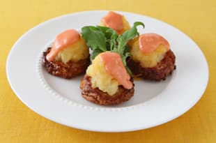 ミニハンバーグのチーズポテトのせの完成写真