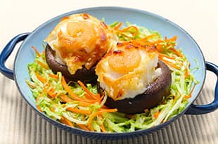 椎茸のえびグラタン焼きの完成写真