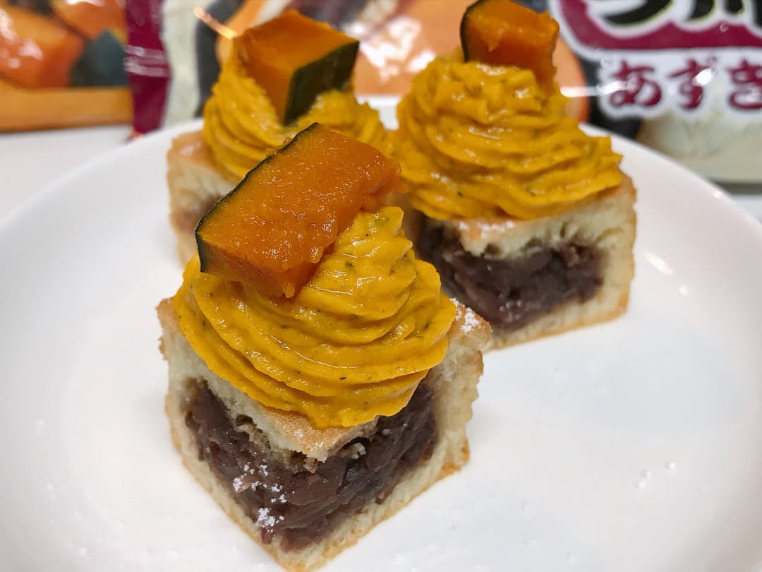 今川焼と栗かぼちゃとアイスで作るパンプキンモンブラン の完成写真