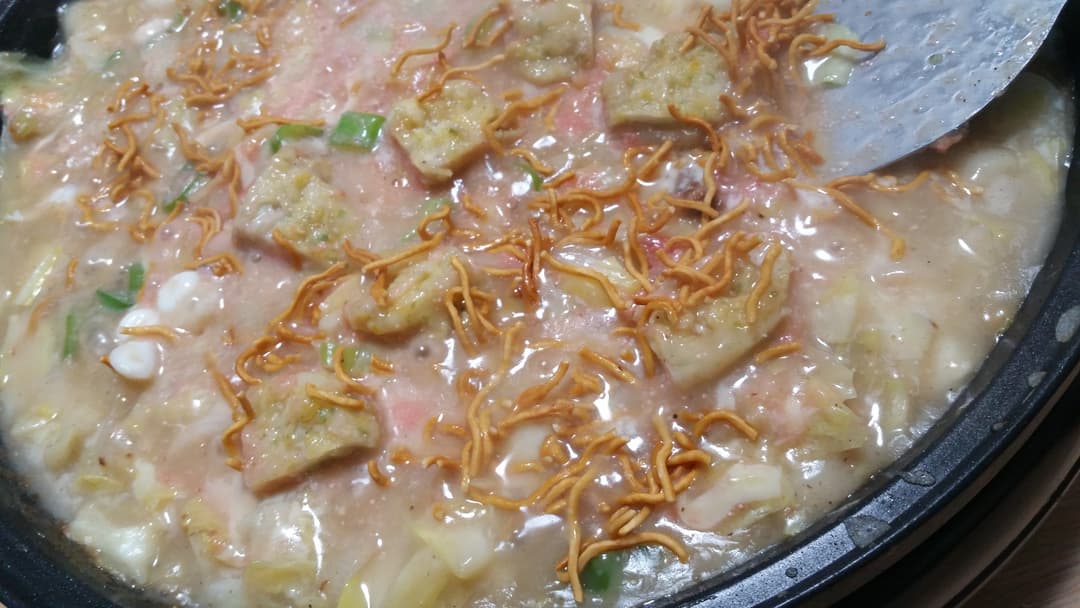 れんこんひき肉もんじゃの完成写真