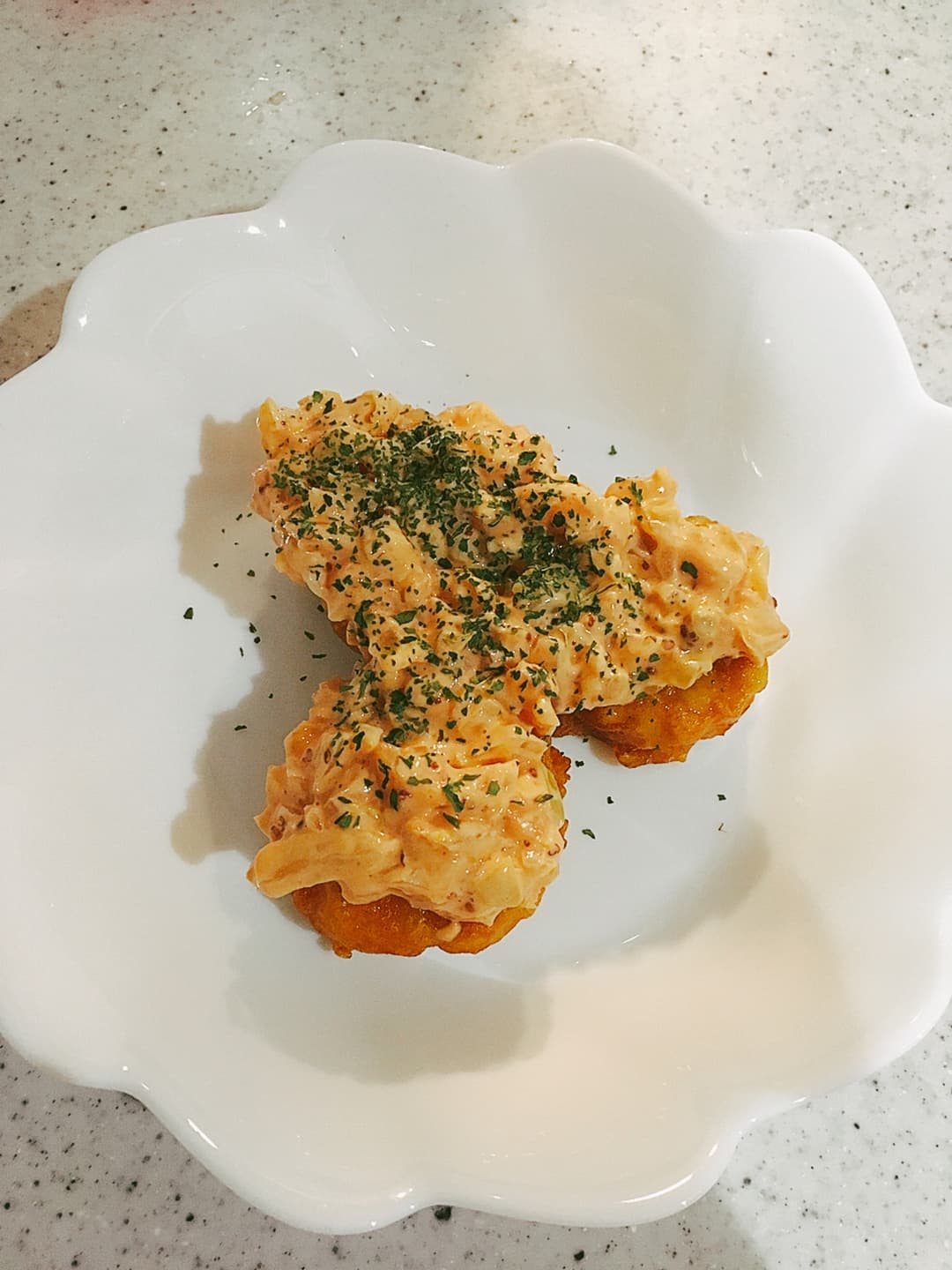 からあげチキンの玉ねぎソースがけの完成写真