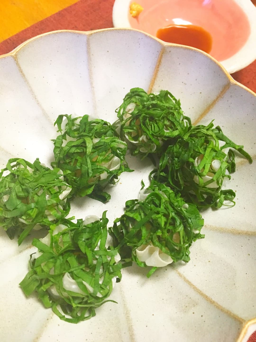 綺麗☆なグリーン焼売の完成写真