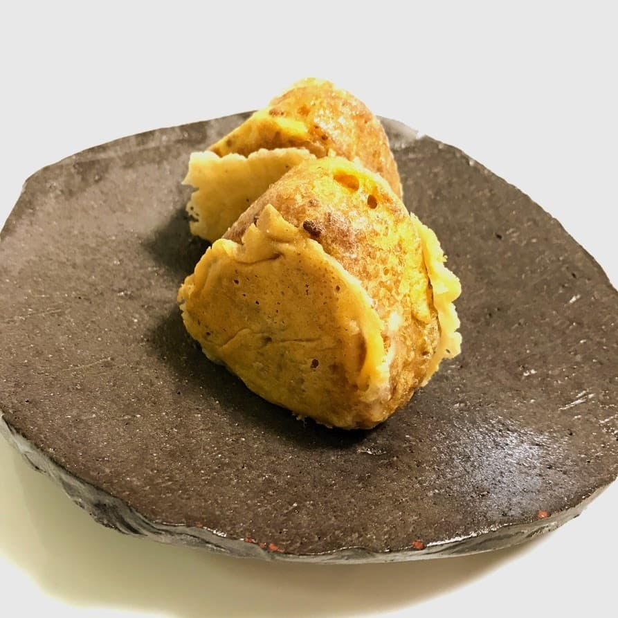 焼きおにぎりのチーズピカタの完成写真