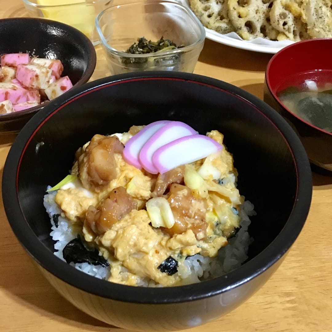 焼き鳥で親子丼の完成写真