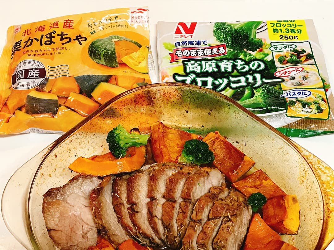 ローストポークと焼き野菜の完成写真
