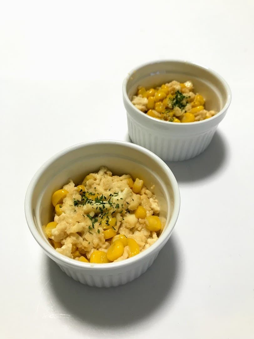 豆腐とコーンの味噌バター炒めの完成写真