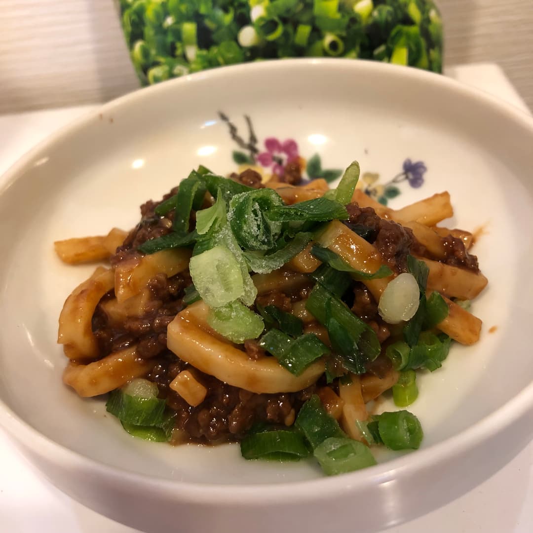 ネギ入りジャージャー麺の完成写真